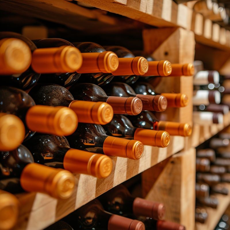 Bouteilles en repos dans le caveau du Mas Rouvier